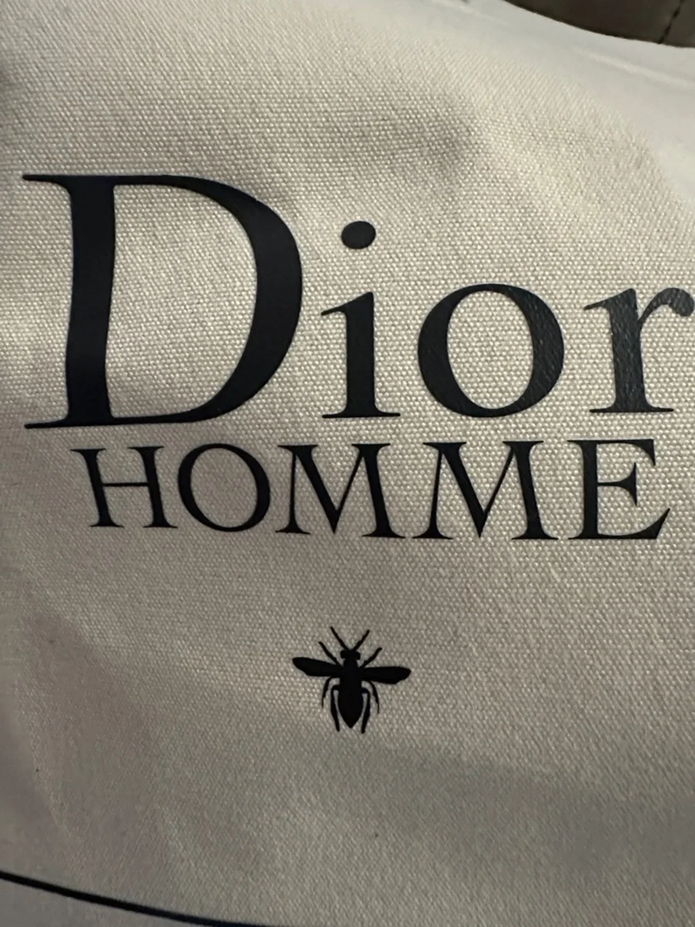 Dior Homme off White Canvas Logo Tote with Black Print - Picture 4 of 4
